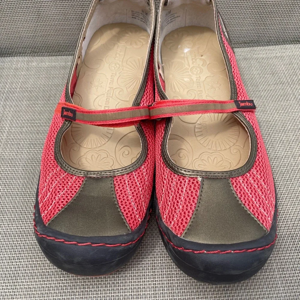 Jambu Eclipse Red Brown Mesh Mary Jane Flats Comfort Shoes Womens 8M